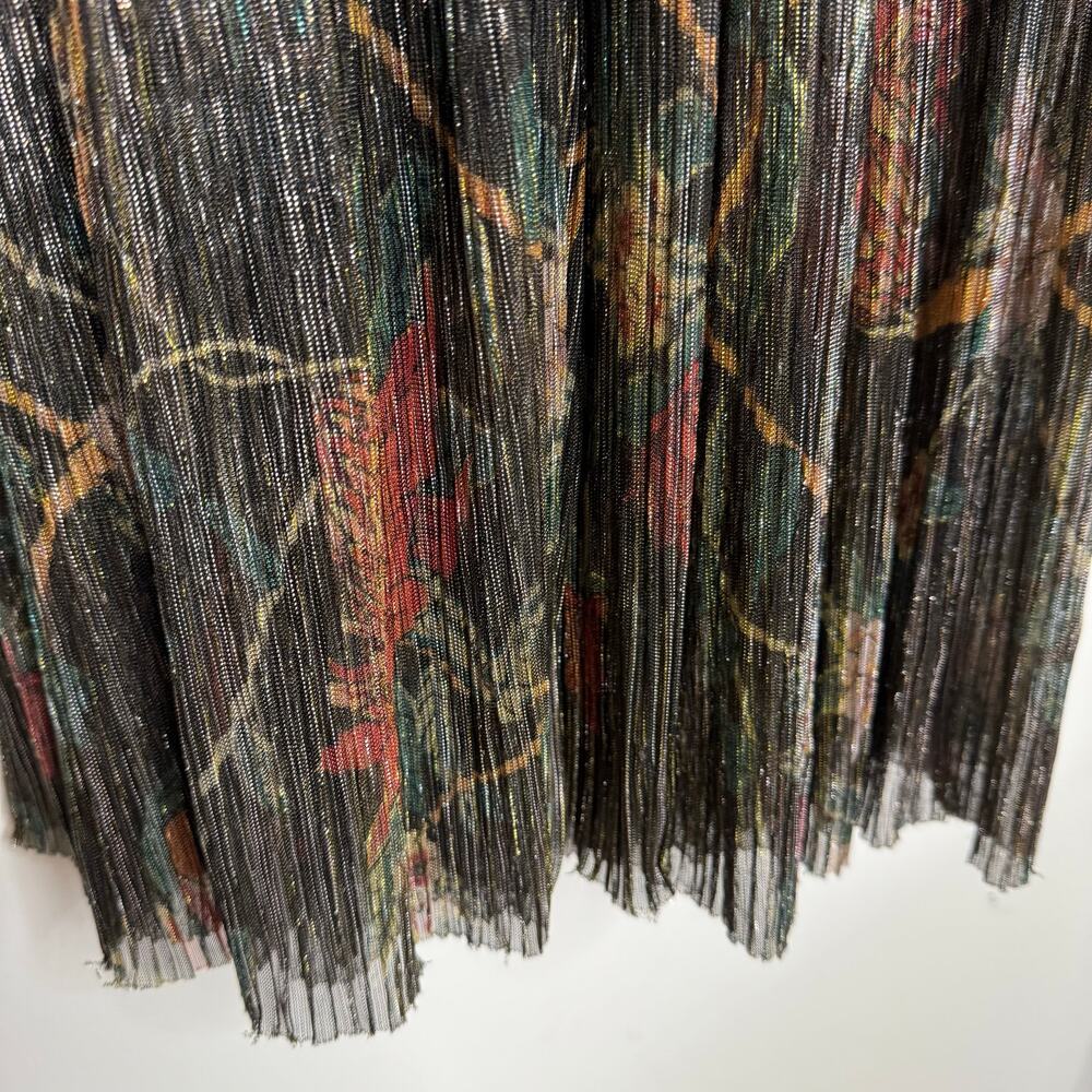 ba&sh Hendrix Floral Metallic Plissé Knit Long Sleeve Maxi Dress Size 0 XS Black - Picture 11 of 15